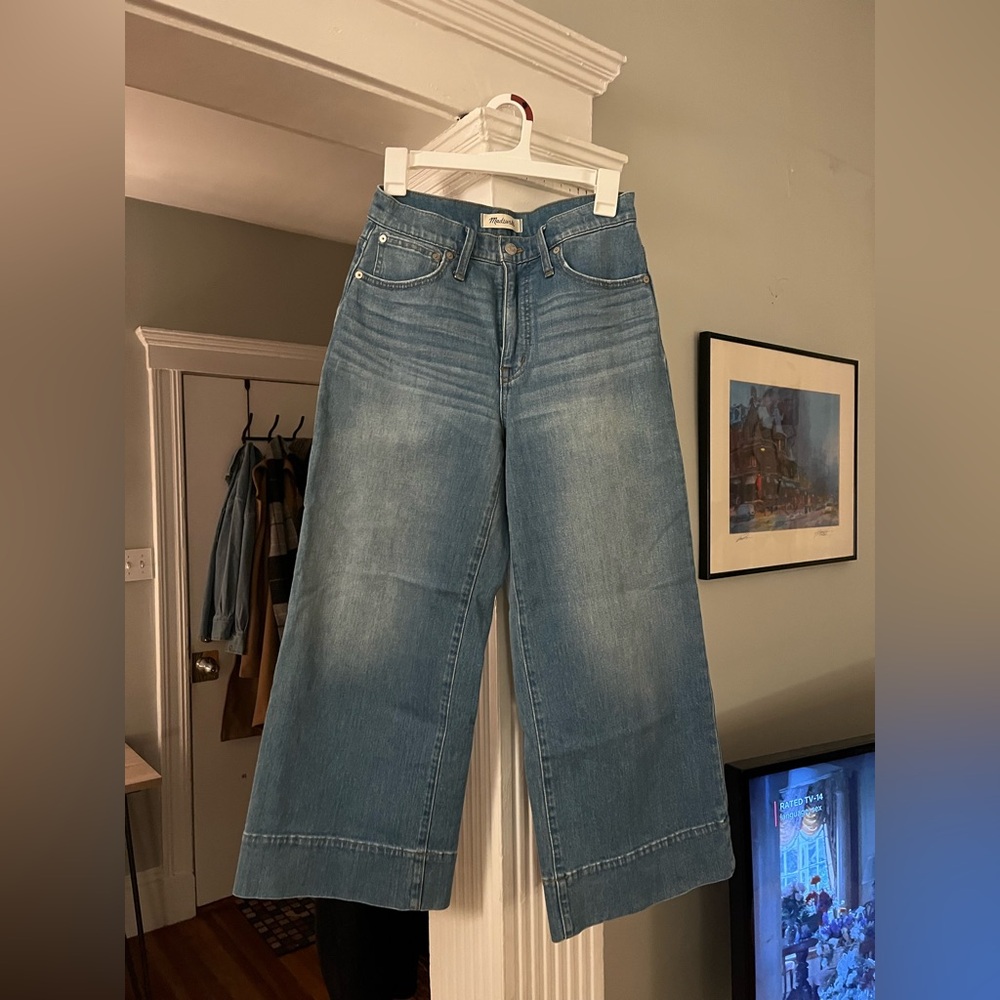 Madewell Wide Leg Crop Blue Jeans